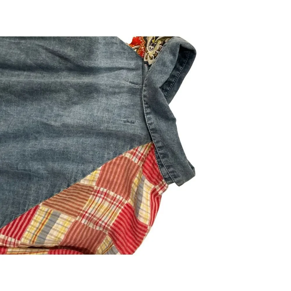 NWOT Artisan De Luxe Women's Size Medium Patchwork BOHO Button Down Shirt